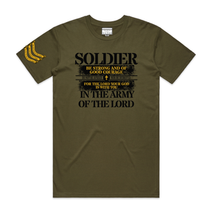 Army of the Lord mens Christian faith t-shirt front view.